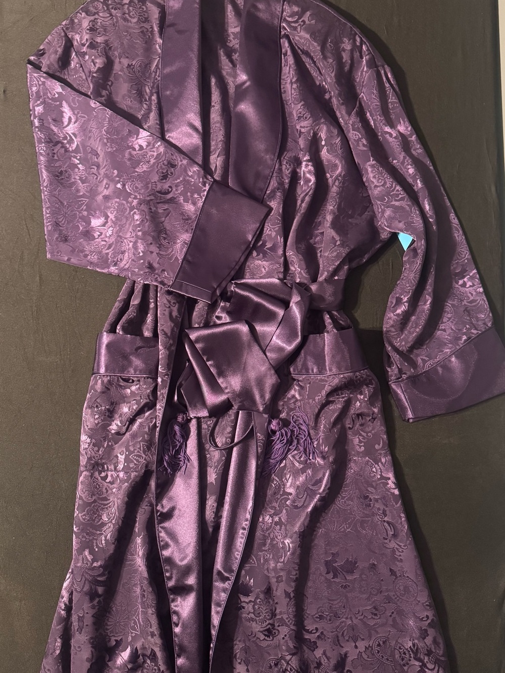 Victoria's Secret Purple Jacquard Satin Kimono Robe with Sash